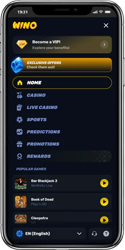 Casino main menu